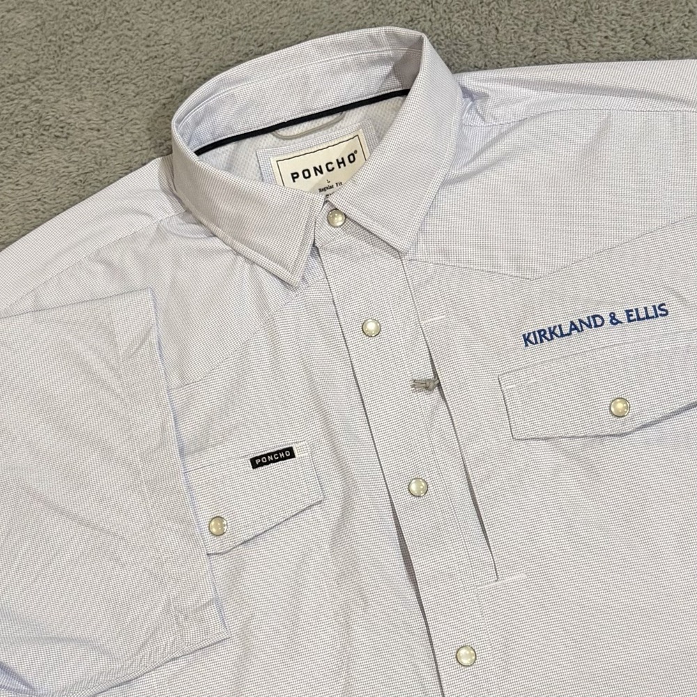 Poncho Outdoors Pearl Snap Shirt Mens L Regular Fit Kirkland & Ellis Performance